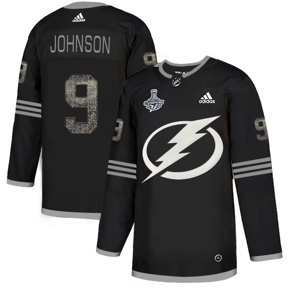 Men Adidas Tampa Bay Lightning #9 Tyler Johnson Black Authentic Classic 2020 Stanley Cup Champions Stitched NHL Jersey